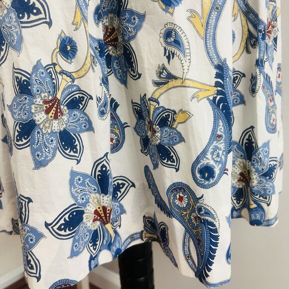 Tommy Hilfiger 100% Cotton Blue & White Paisley Lined Pleated Skirt - Size 2 - Picture 4 of 8